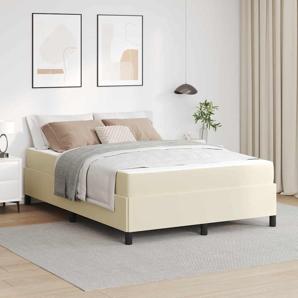 Sengestel med madras Creme 140 x 190 cm Stof