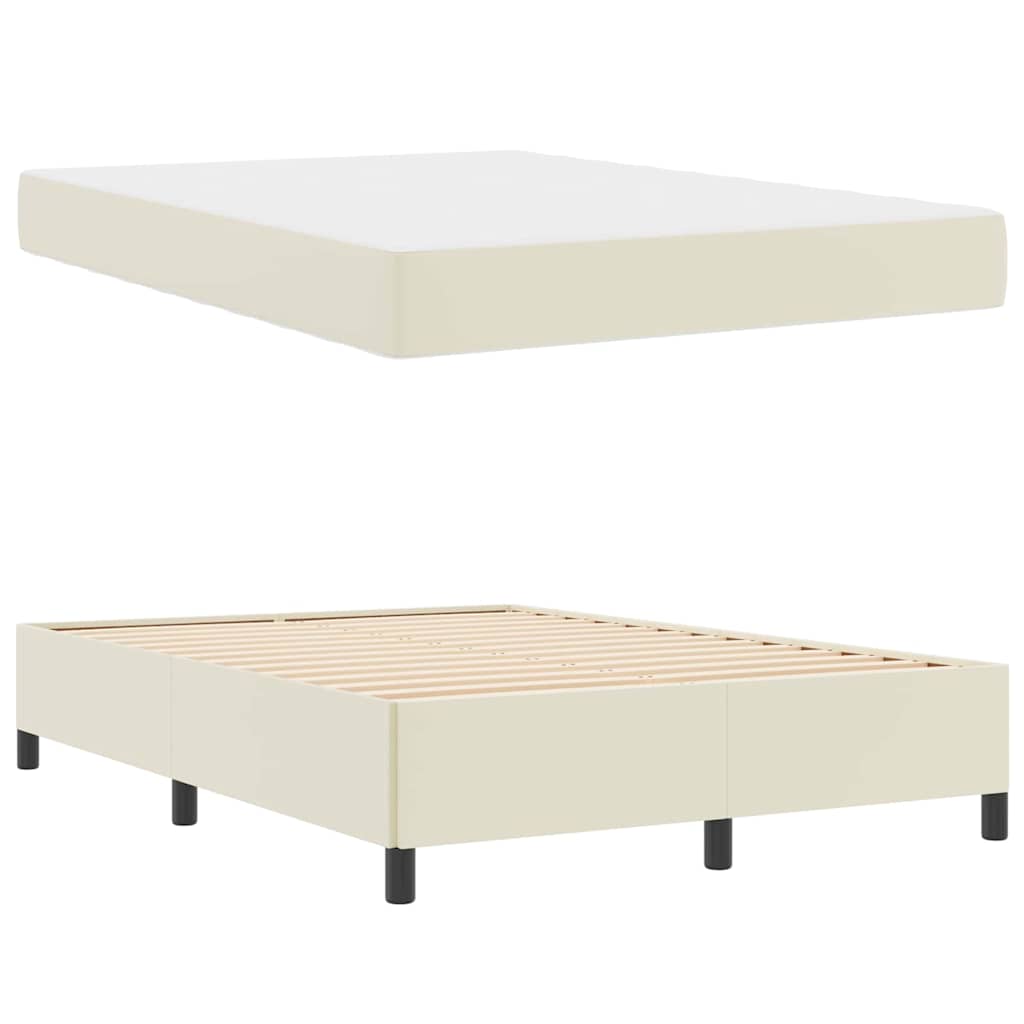 Sengestel med madras Creme 140 x 190 cm Stof