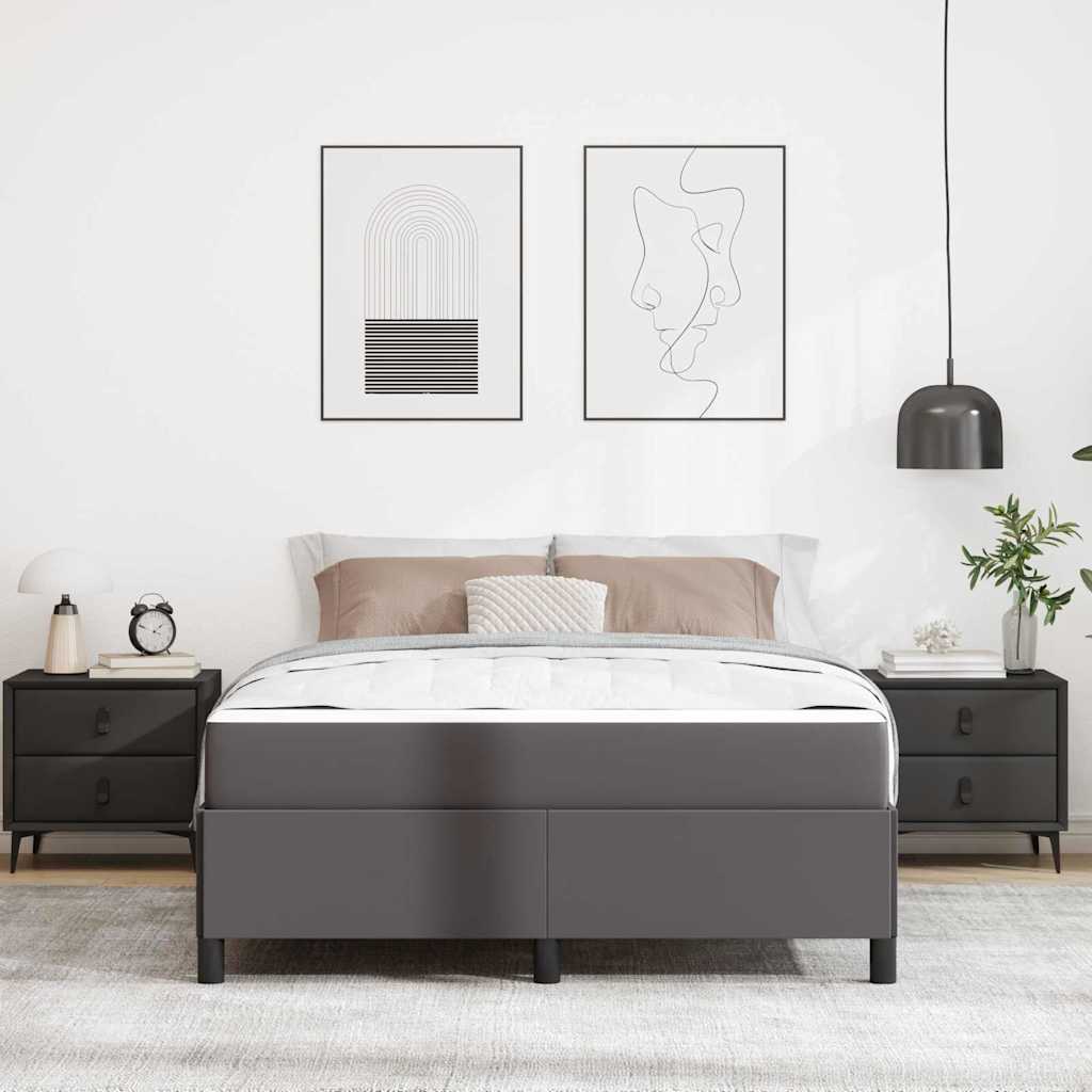 Sengestel med madras Grå 140 x 190 cm Stof
