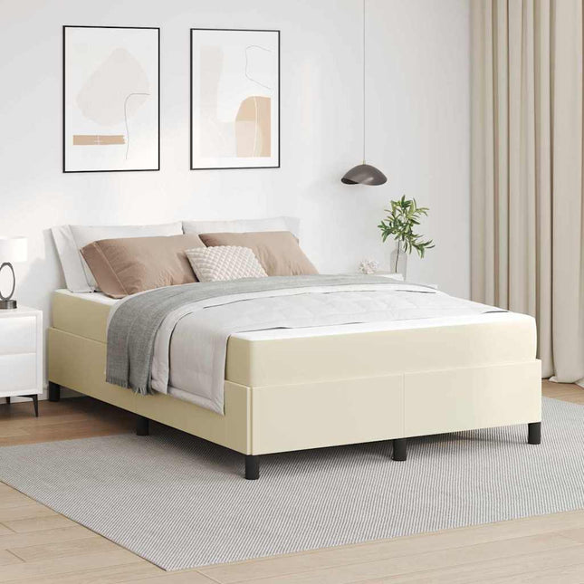 Sengestel med madras Creme 160 x 200 cm Stof