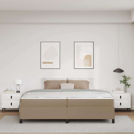 Sengestel med madras Cappuccino 200 x 200 cm Stof