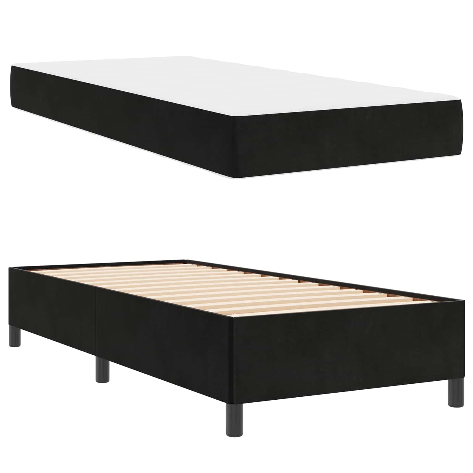 Sengestel med madras Sort 90 x 200 cm Stof