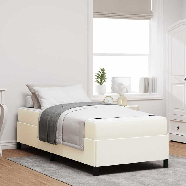 Sengestel med madras Creme 100 x 200 cm Stof
