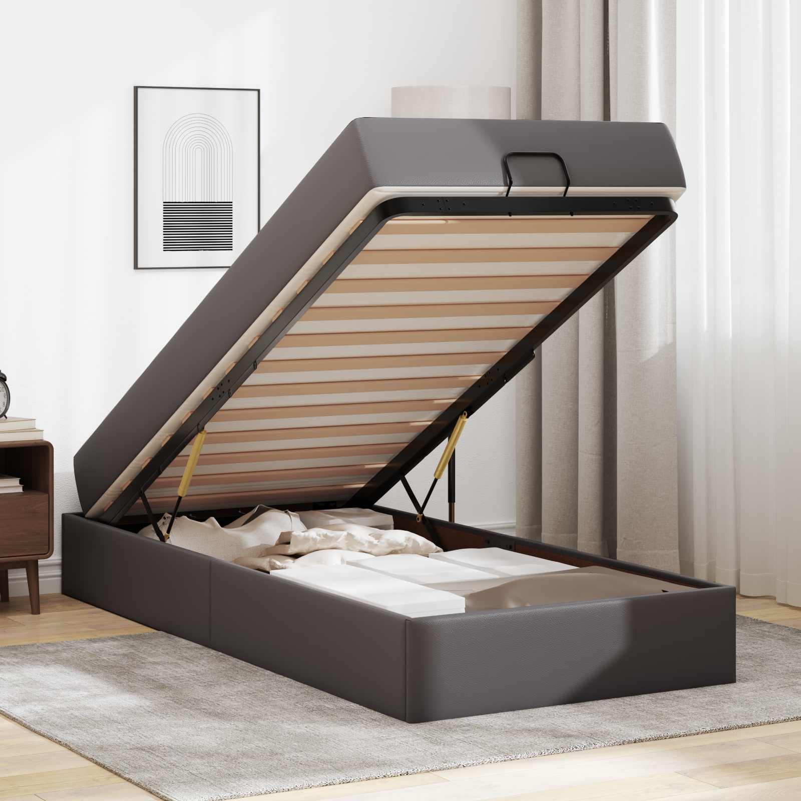 Sengeramme med madras Andet 2 pcs Grå PVC