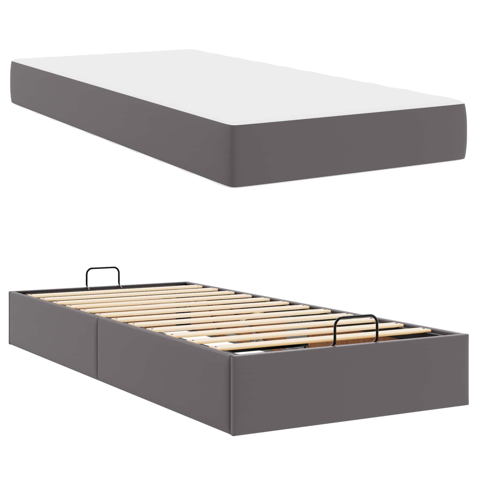 Sengeramme med madras Andet 2 pcs Grå PVC