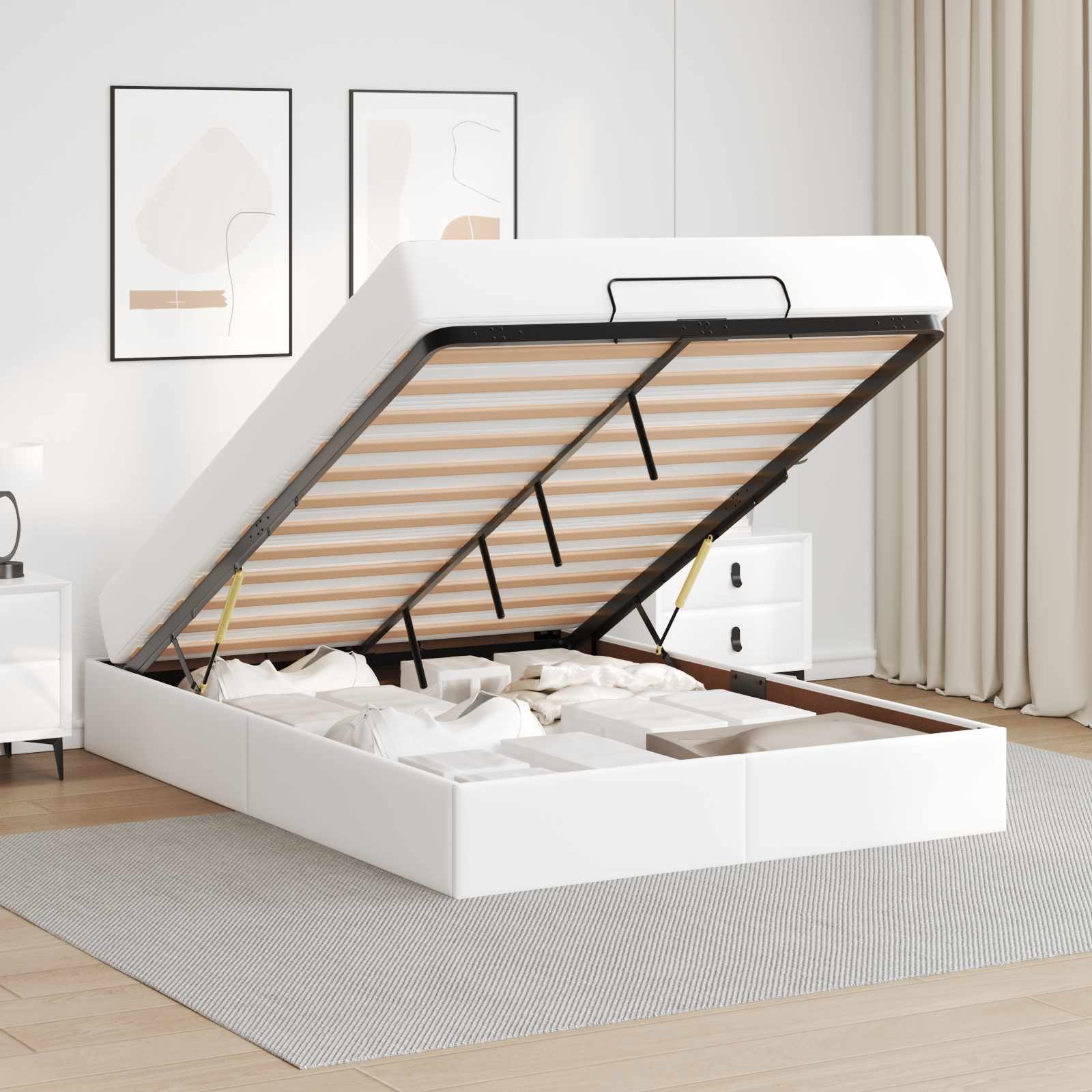 Sengeramme med madras Andet 2 pcs Hvid PVC