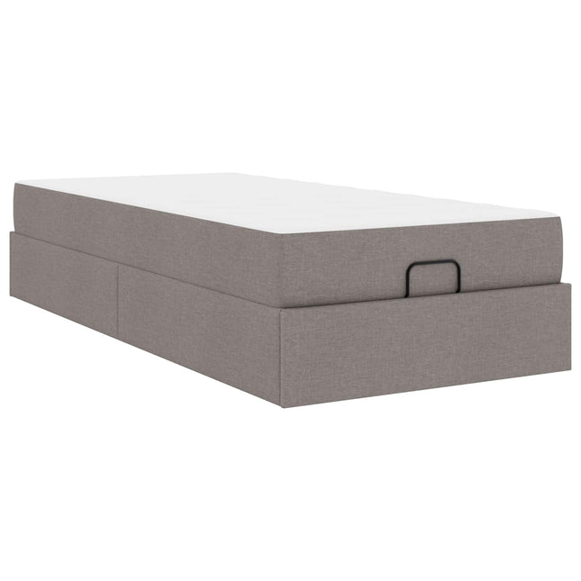 Sengeramme med madras 2 stk. Gråbrun Stof