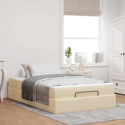 Sengeramme med madras 2 pcs Creme Stof