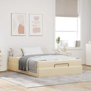 Sengeramme med madras 2 pcs Creme Stof
