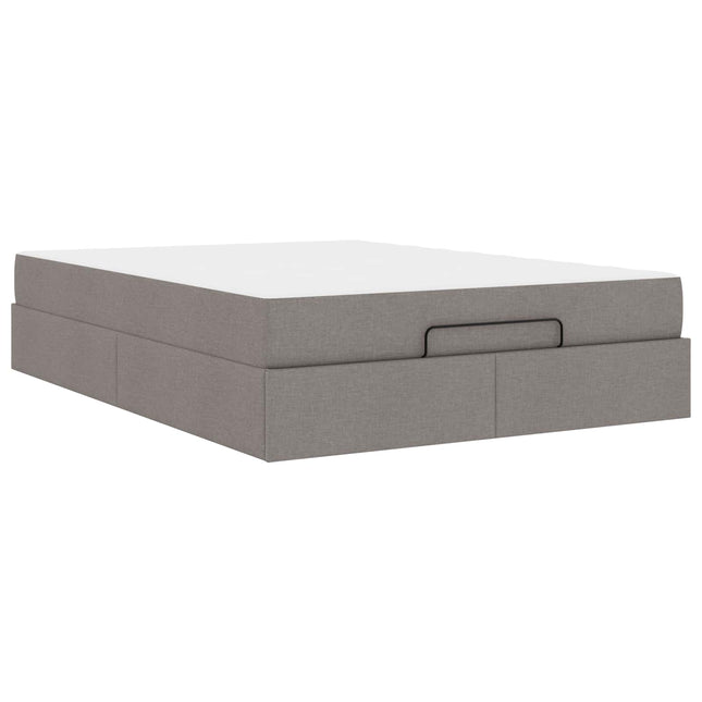 Sengeramme med madras 2 pcs Gråbrun Stof