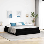 Sengeramme med madras 2 pcs Sort Stof