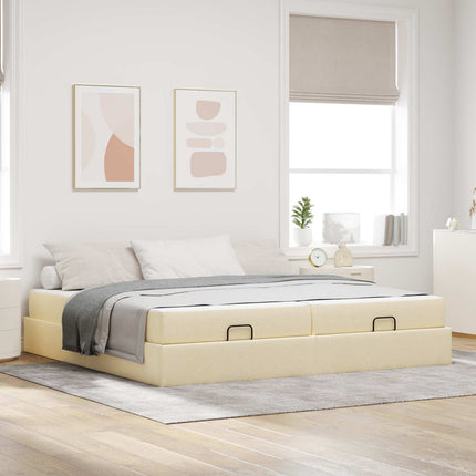 Sengeramme med madras 2 stk. Creme Stof