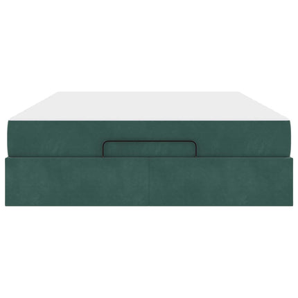 Sengeramme med madras 2 pcs Grøn Fløjl