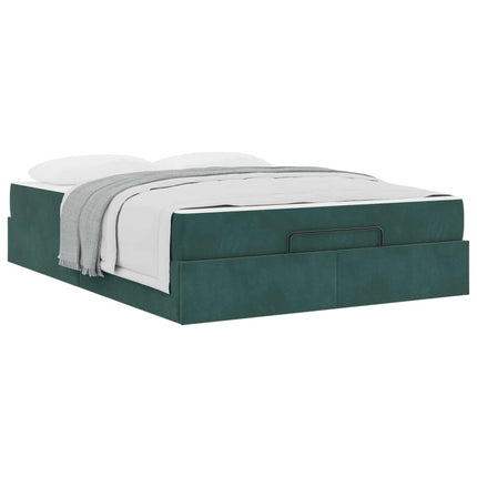 Sengeramme med madras 2 pcs Grøn Fløjl