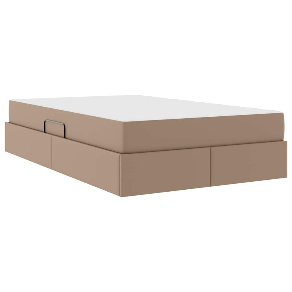 Seng med opbevaring og madras med madras 2 pcs Cappuccino Læder