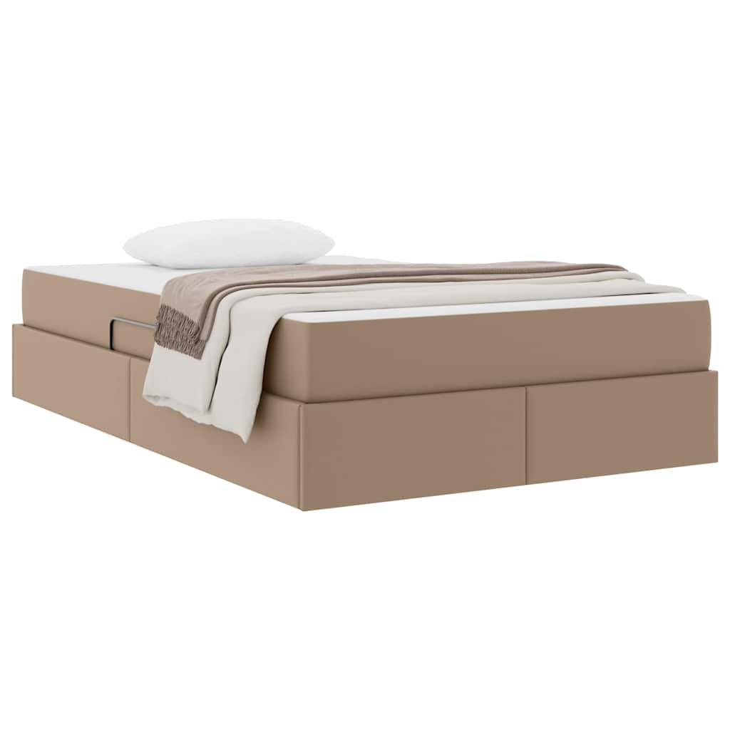 Seng med opbevaring og madras med madras 2 pcs Cappuccino Læder