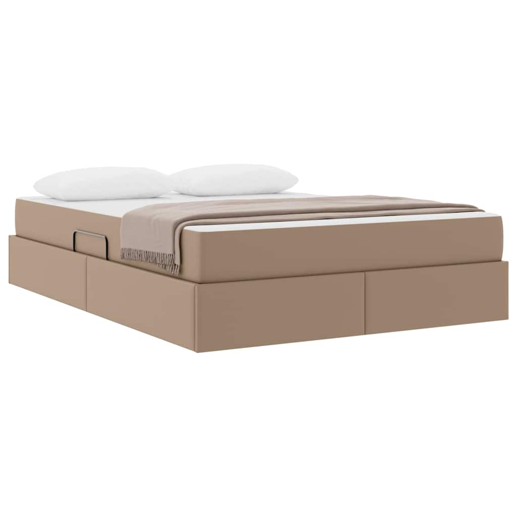 Seng med opbevaring og madras med madras 2 pcs Cappuccino Læder