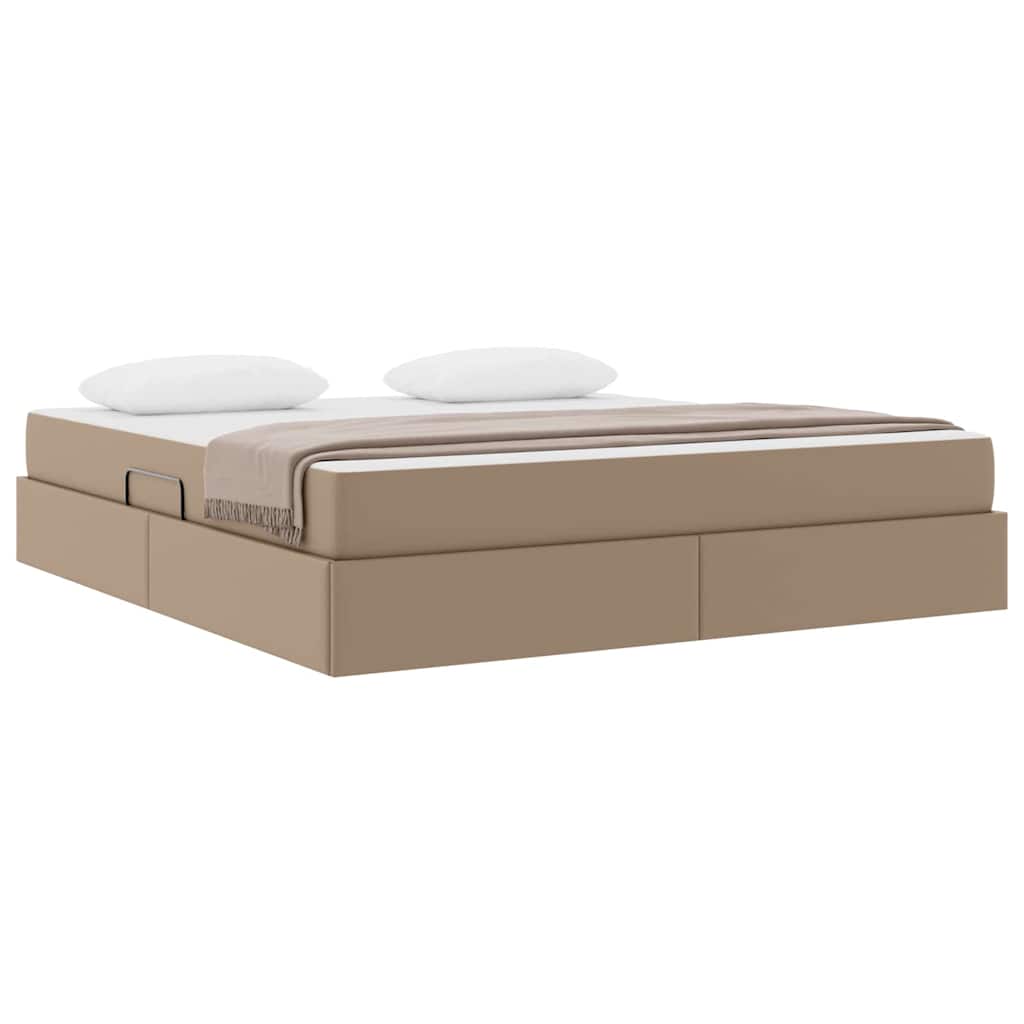 Seng med opbevaring og madras med madras 2 pcs Cappuccino Læder
