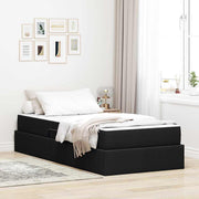 Seng med opbevaring og madras Sort 90 x 190 cm Polyester