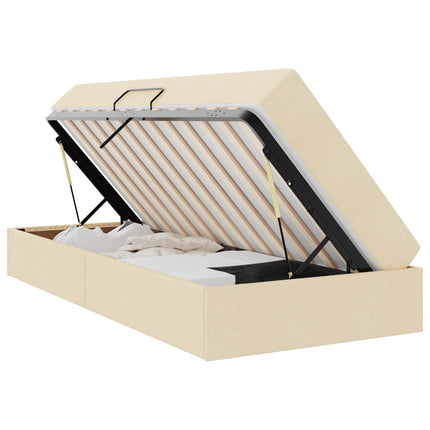 Seng med opbevaring og madras Creme 90 x 190 cm Polyester