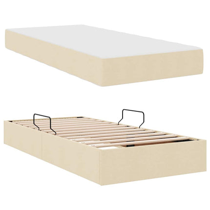 Seng med opbevaring og madras Creme 90 x 190 cm Polyester