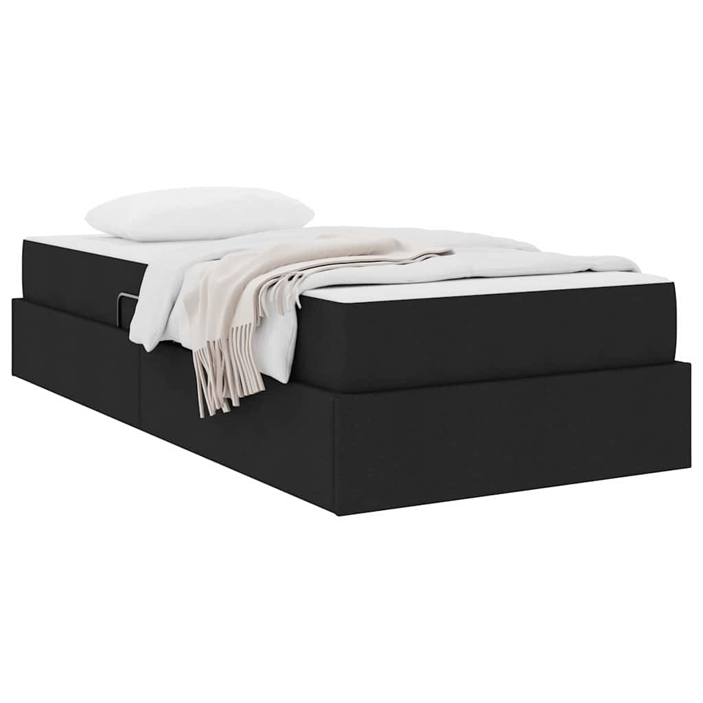 Seng med opbevaring og madras Sort 100 x 200 cm Polyester