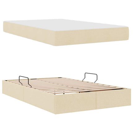 Seng med opbevaring og madras Creme 120 x 190 cm Polyester