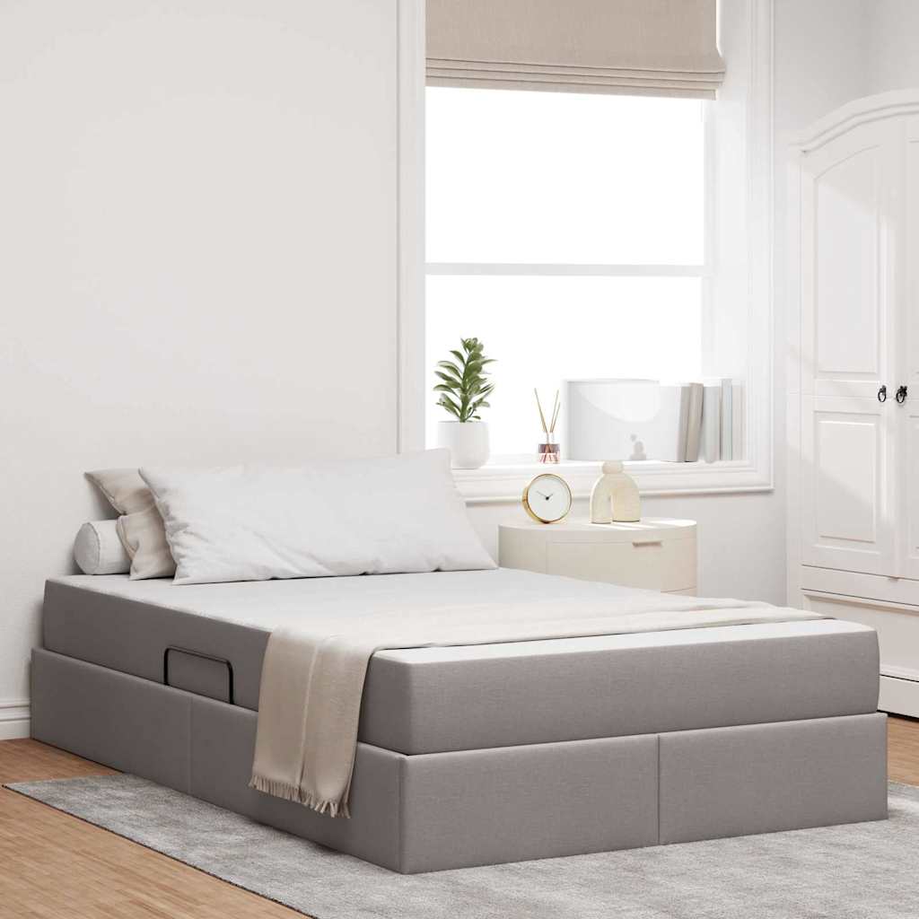 Seng med opbevaring og madras Gråbrun 120 x 200 cm Polyester