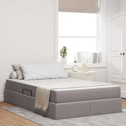 Seng med opbevaring og madras Gråbrun 120 x 200 cm Polyester