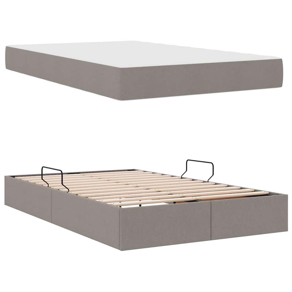 Seng med opbevaring og madras Gråbrun 120 x 200 cm Polyester