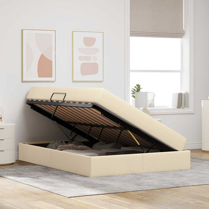 Seng med opbevaring og madras Creme 140 x 190 cm Polyester