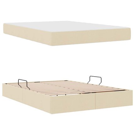 Seng med opbevaring og madras Creme 140 x 190 cm Polyester