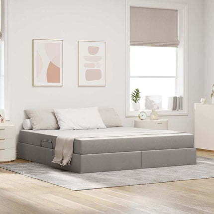 Seng med opbevaring og madras Gråbrun 160 x 200 cm Polyester