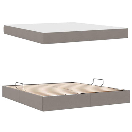Seng med opbevaring og madras Gråbrun 160 x 200 cm Polyester