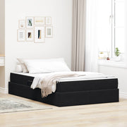 Seng med opbevaring og madras Sort 120 x 190 cm Fløjl