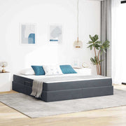Seng med opbevaring og madras Mørkegrå 160 x 200 cm Fløjl