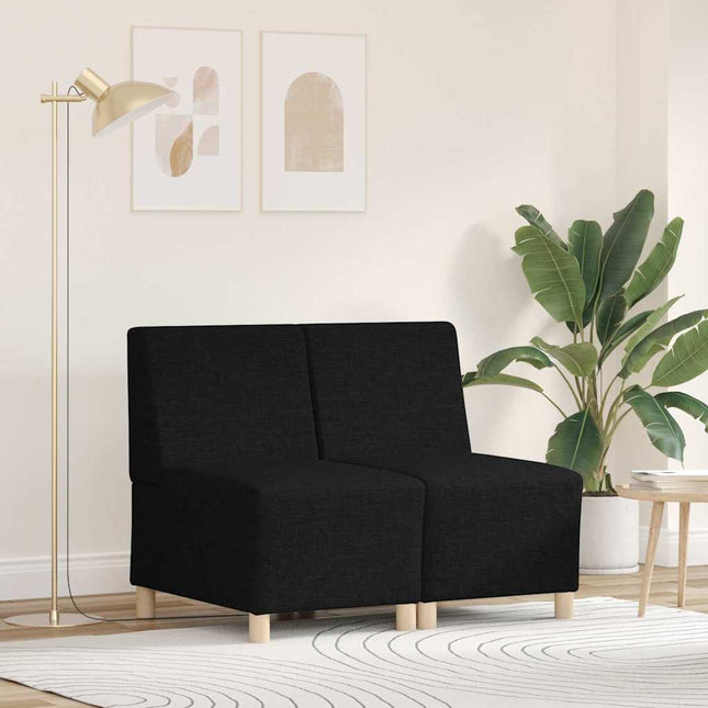 Modulsofa enhed uden arme 2 stk. Sort Stof
