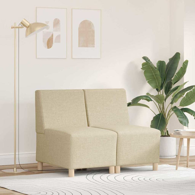 Modulsofa enhed uden arme 2 stk. Creme Stof