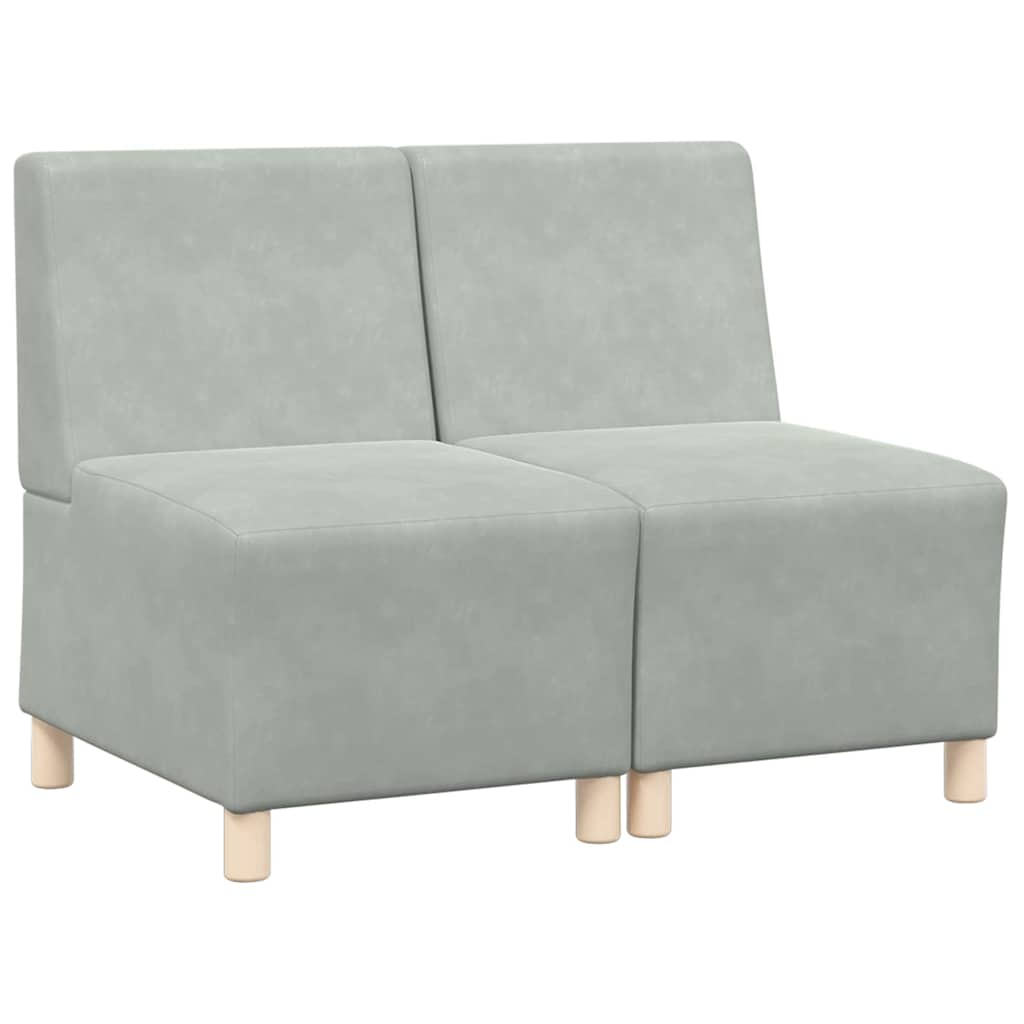 Modulsofa enhed uden arme 2 pcs Lysegrå 55 x 74 x 82 cm Fløjl