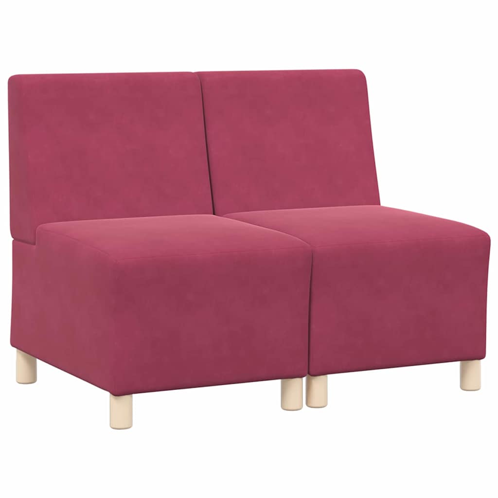 Modulsofa enhed uden arme 2 pcs Vinrød 55 x 74 x 82 cm Fløjl