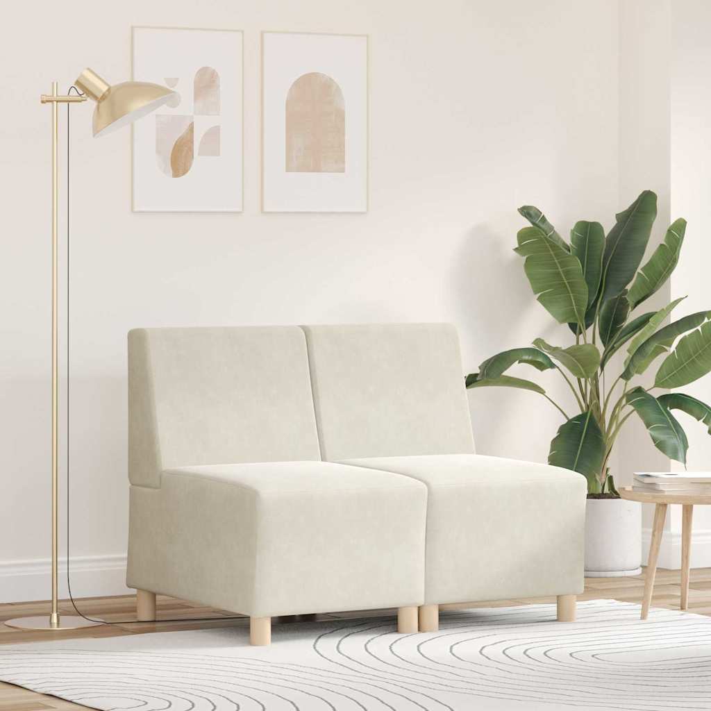Modulsofa enhed uden arme 2 pcs Creme 55 x 74 x 82 cm Fløjl