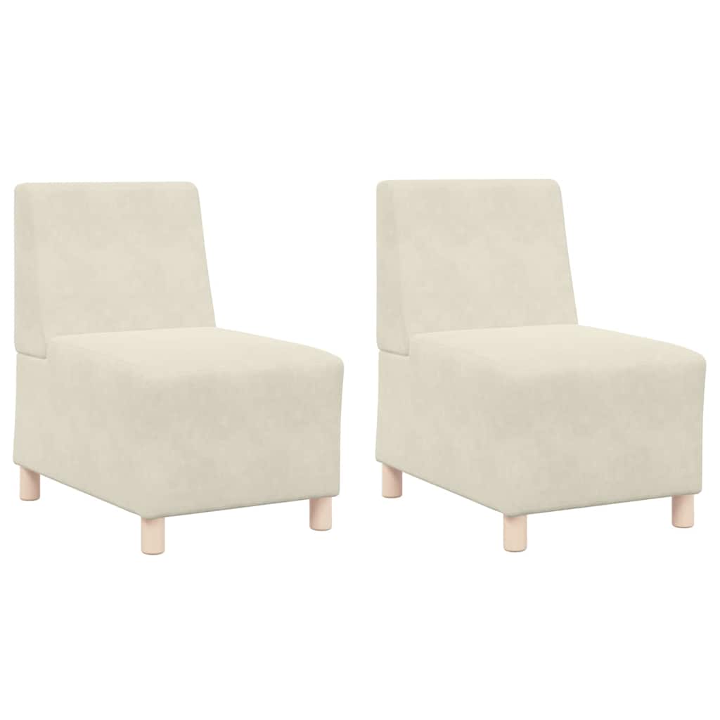 Modulsofa enhed uden arme 2 pcs Creme 55 x 74 x 82 cm Fløjl