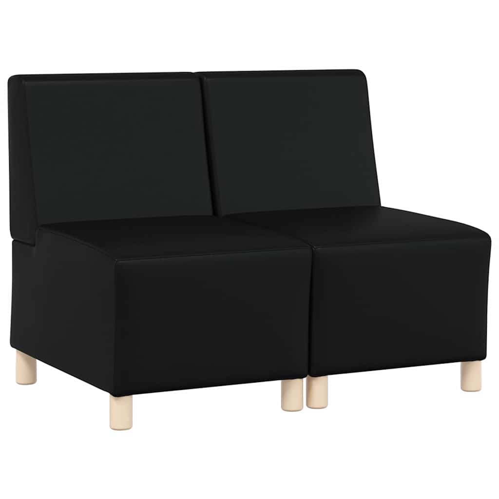 Modulsofa enhed uden arme 2 pcs Sort 55 x 74 x 82 cm Faux læder