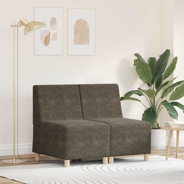 Modulsofa enhed uden arme 2 stk. Mørkegrå Faux Suede Læder