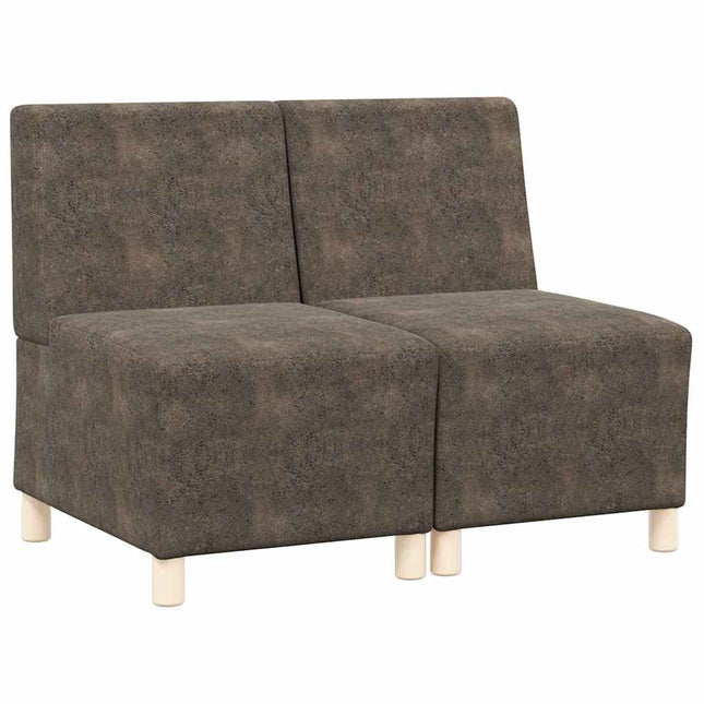 Modulsofa enhed uden arme 2 stk. Mørkegrå Faux Suede Læder