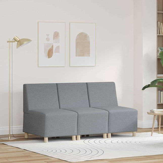 Modulsofa enhed uden arme 3 stk. Lysegrå Stof