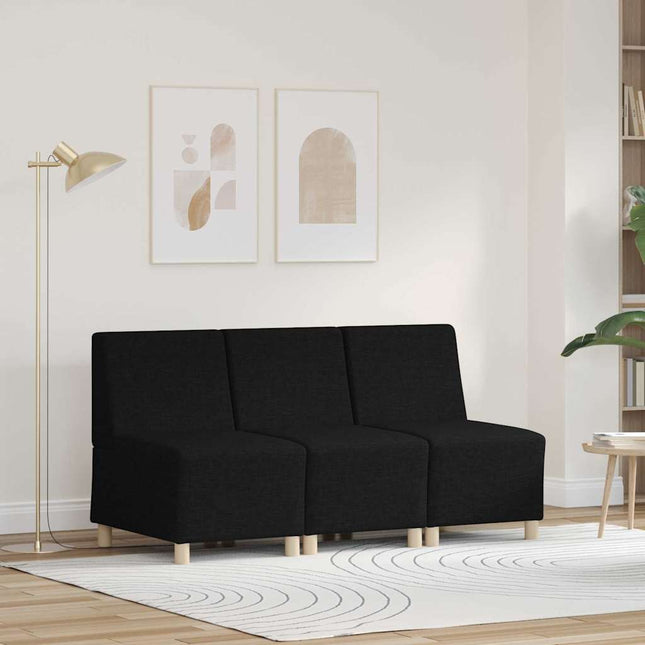 Modulsofa enhed uden arme 3 stk. Sort Stof