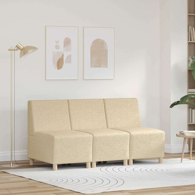 Modulsofa enhed uden arme 3 stk. Creme Stof