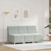 Modulsofa enhed uden arme 3 pcs Lysegrå 55 x 74 x 82 cm Fløjl