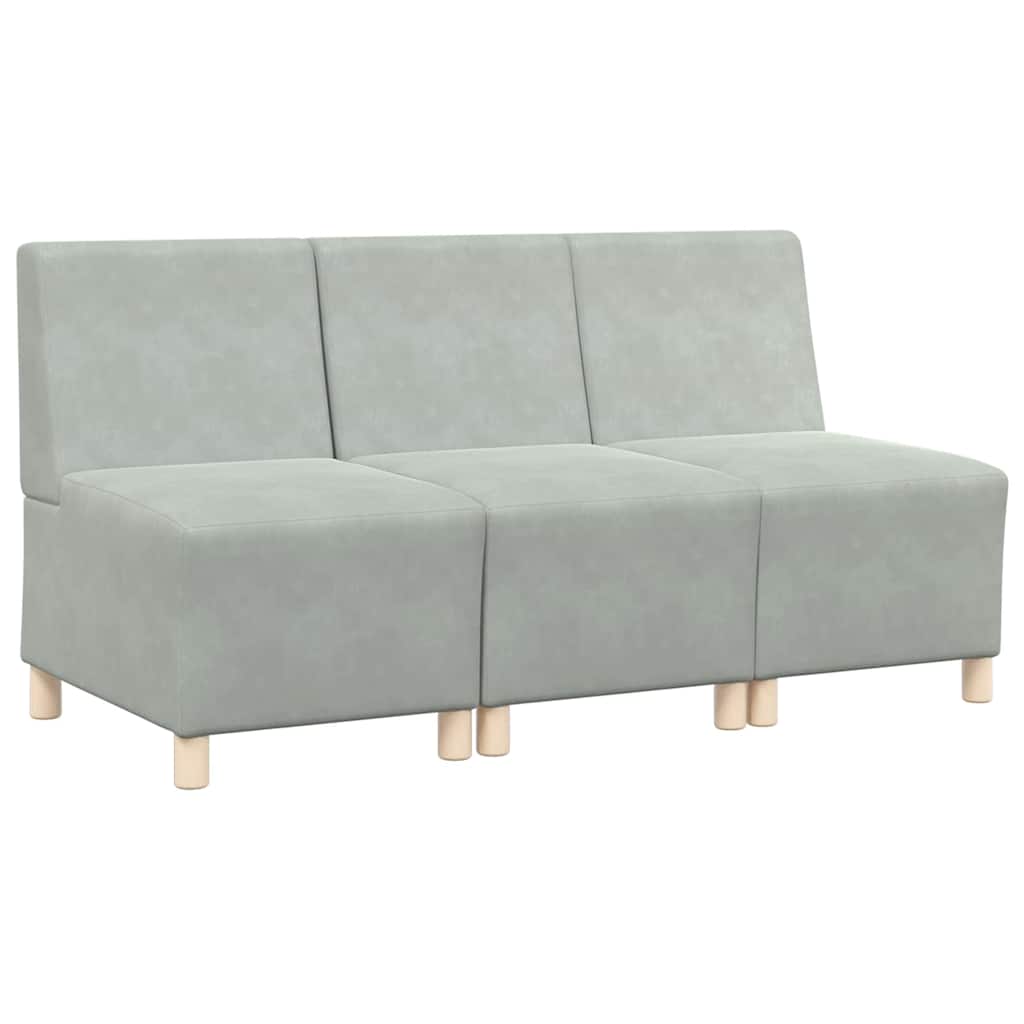 Modulsofa enhed uden arme 3 pcs Lysegrå 55 x 74 x 82 cm Fløjl